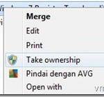 Windows 7 registry script code: Take ownership