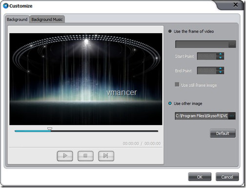 iSkysoft DVD Creator - change background