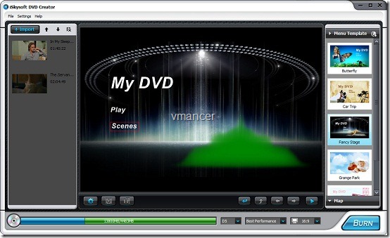 iSkysoft DVD Creator - interface