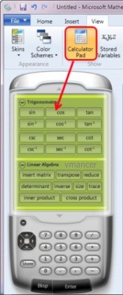 Microsoft Mathematics - calculator pad Microsoft Mathematics - calculator pad