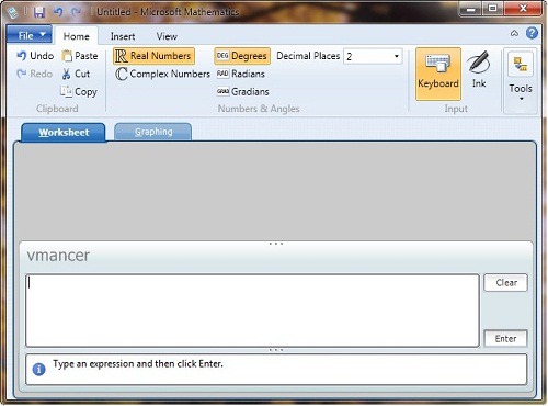 Microsoft Mathematics - interface Microsoft Mathematics - interface