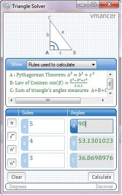 Microsoft Mathematics - triangle solver Microsoft Mathematics - triangle solver