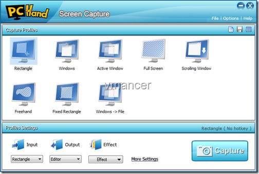 pc hand screen capture - interface