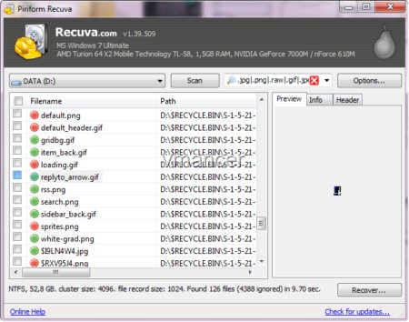 piriform - recuva - advanced mode piriform - recuva - advanced mode