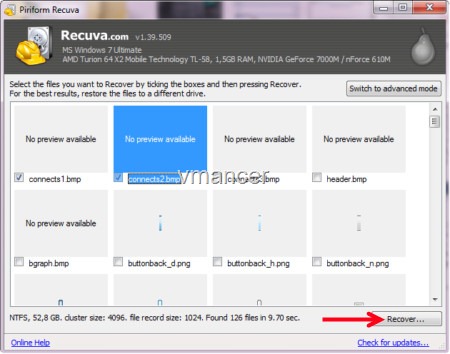 piriform - recuva - choose files to restore piriform - recuva - choose files to restore