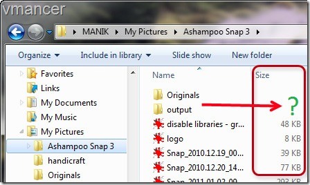 windows explorer - details view