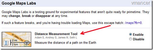 google maps labs - distance measurement tool