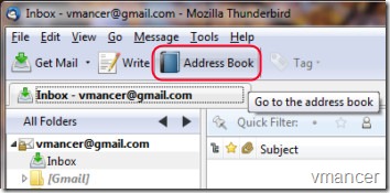 import contacts to Mozilla Thunderbird - go to address book