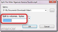 split recombine file with 7zip - split to volume