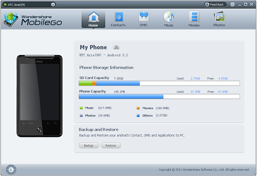 Wondershare MobileGo interface