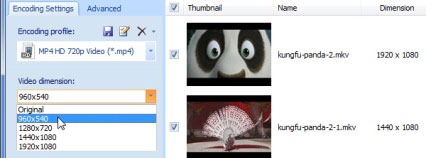 Sothink Video Converter - set video dimension
