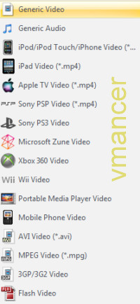 Sothink DVD Ripper - target video format