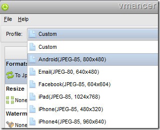 AnyPic Image Converter - available presets