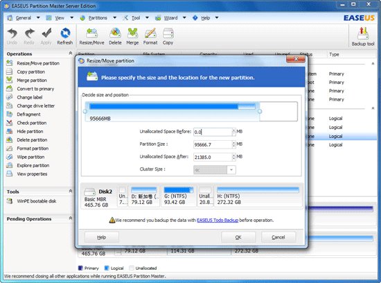 EaseUS Partition Master - resize move partition EaseUS Partition Master - resize move partition