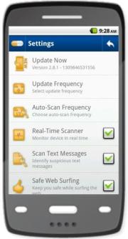 AVG mobilation - Android smartphone - protect option