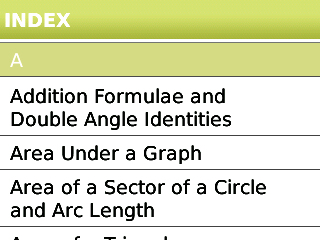 mathscard a-level - blackberry apps - formula index