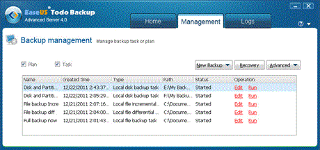 EaseUS Todo Backup Advanced Server - backup management EaseUS Todo Backup Advanced Server - backup management